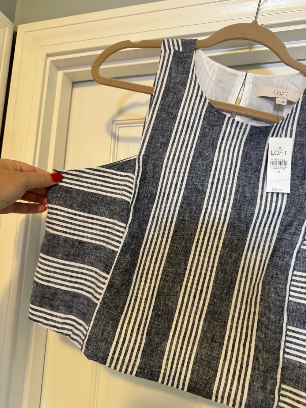 NWT! LOFT Striped Linen Cotton Shell - Picture 6 of 10